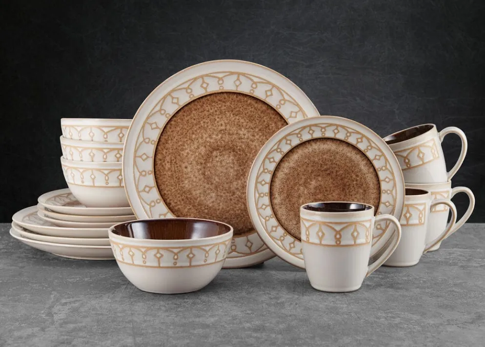 Remi Beige 16 Piece Dinnerware Set, Service for 4