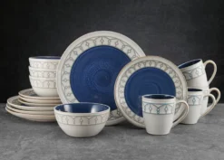 Remi Blue 16 Piece Dinnerware Set, Service for 4