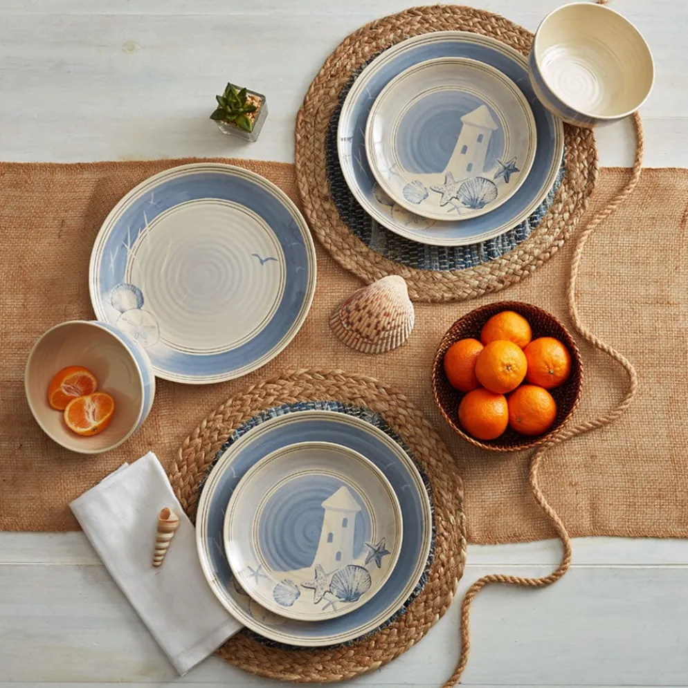 Rio Beach House Set of 4 Outdoor Melamine Dinner Plates