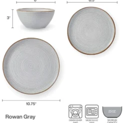 Rowan Gray Service 12 Piece Set, Service for 4