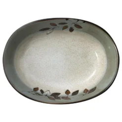Rustic Leaves Oval Serve Bowl