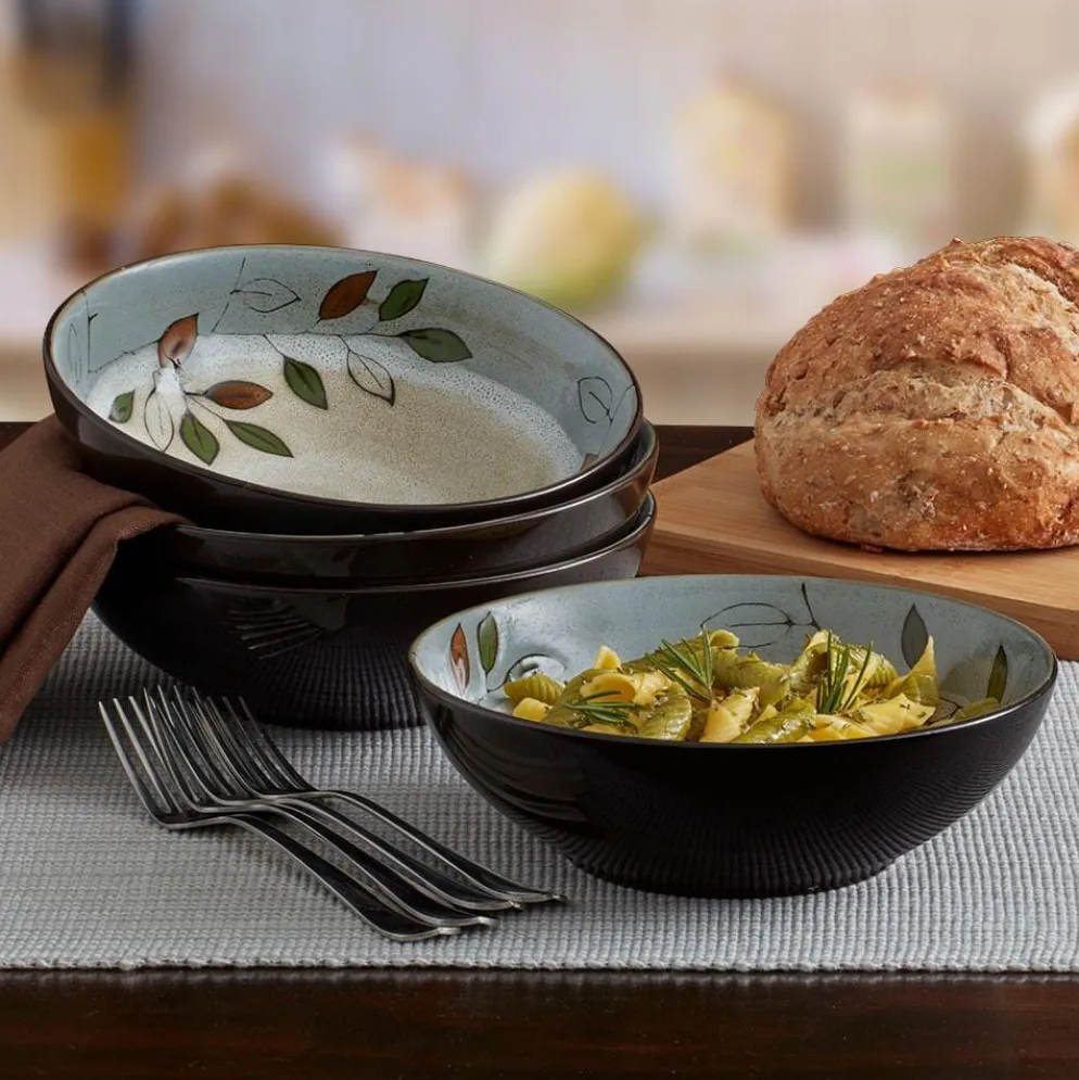 Rustic Leaves Set of 4 Individual Pasta Bowls