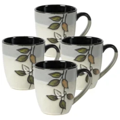 Rustic Leaves Set of 4 Mugs