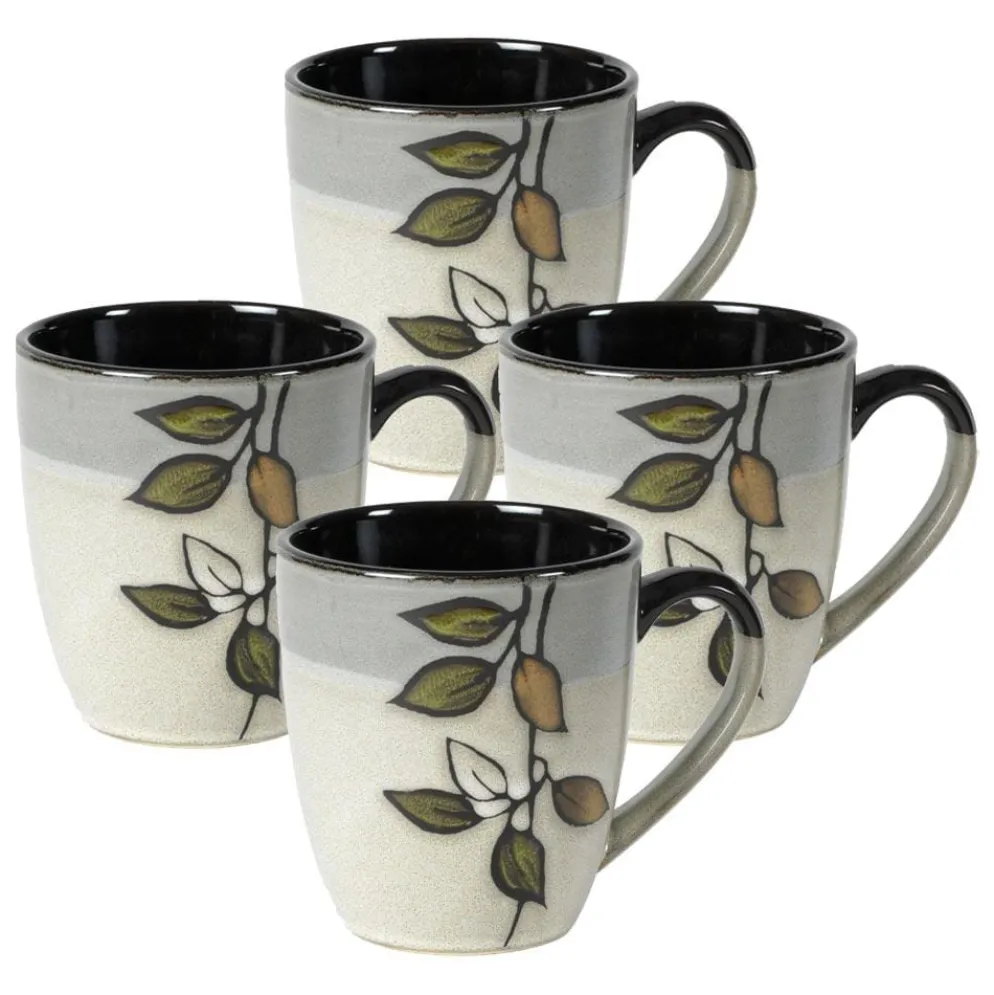 Rustic Leaves Set of 4 Mugs