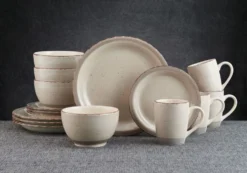 Sadie Cream 16 Piece Dinnerware Set, Service for 4