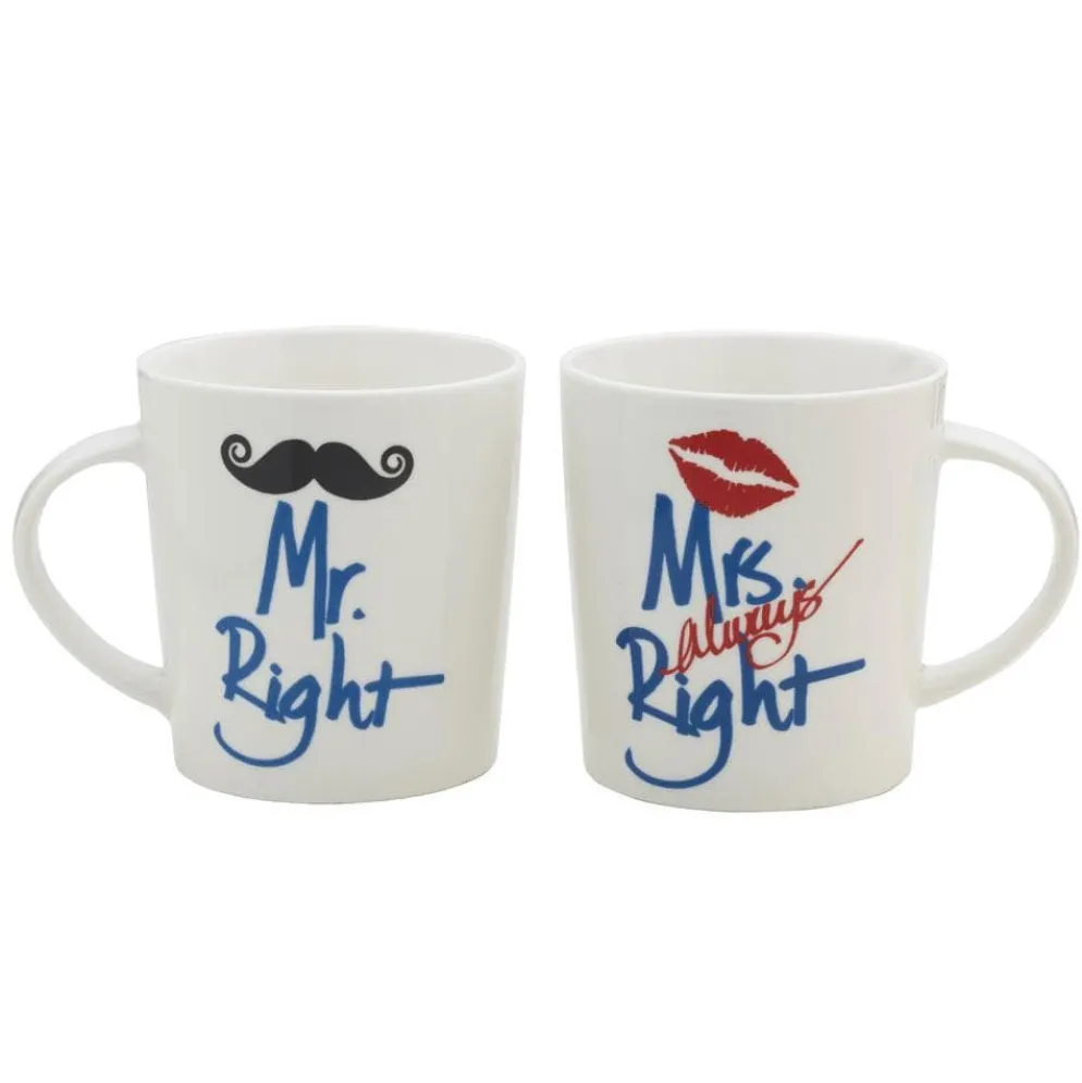 Sentiment Mugs Set of 2 Mr and Mrs Right Mugs
