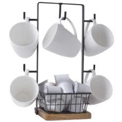 Stella Mug Tree with Storage Basket