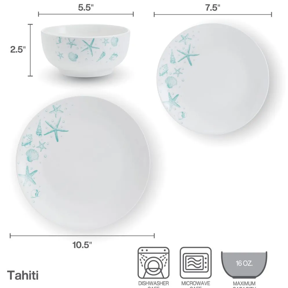 Tahiti 12 Piece Dinnerware Set, Service for 4