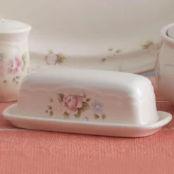 Tea Rose Covered Butter Dish