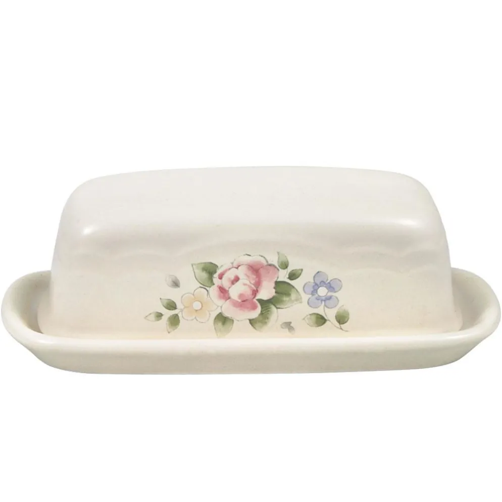 Tea Rose Covered Butter Dish