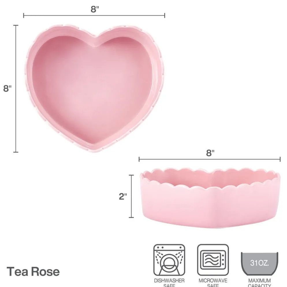 Tea Rose Pink Heart Serve Bowl