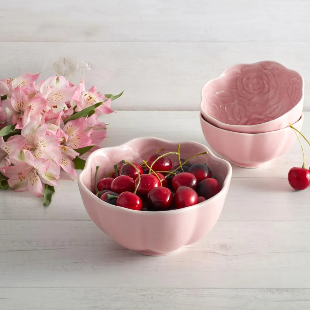 Tea Rose Pink Set of 4 Soup Cereal Bowl