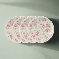 Tea Rose Set of 4 Accent Luncheon Plates