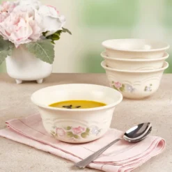 Tea Rose Set of 4 Deep Soup Cereal Bowls