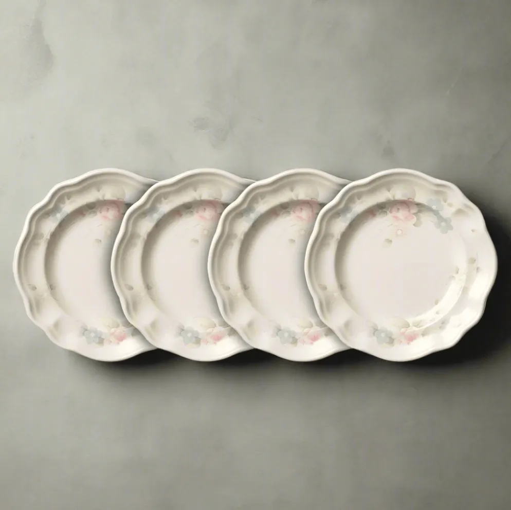 Tea Rose Set of 4 Dessert Plates