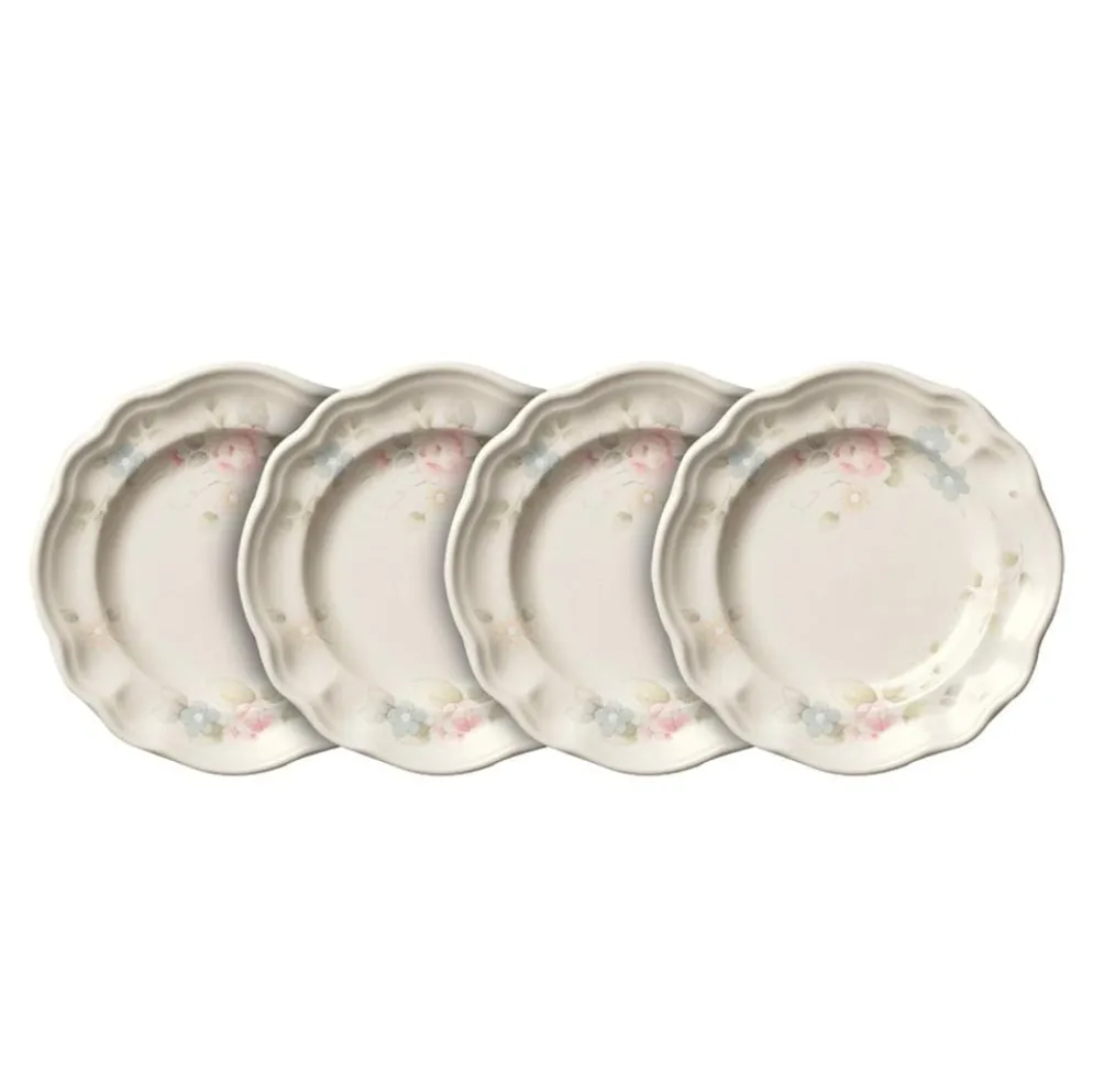Tea Rose Set of 4 Dessert Plates