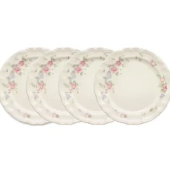 Tea Rose Set of 4 Dinner Plates