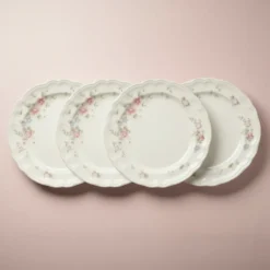 Tea Rose Set of 4 Dinner Plates