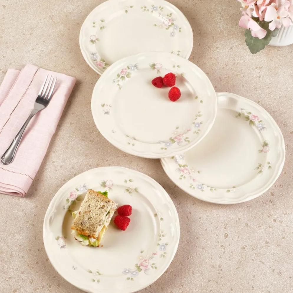 Tea Rose Set of 4 Luncheon Plates