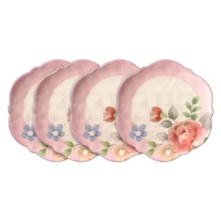Tea Rose Set of 4 Outdoor Melamine Salad Plates