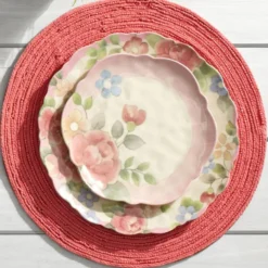 Tea Rose Set of 4 Outdoor Melamine Salad Plates