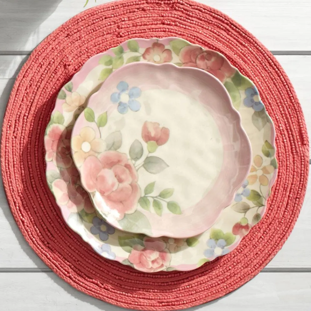 Tea Rose Set of 4 Outdoor Melamine Salad Plates