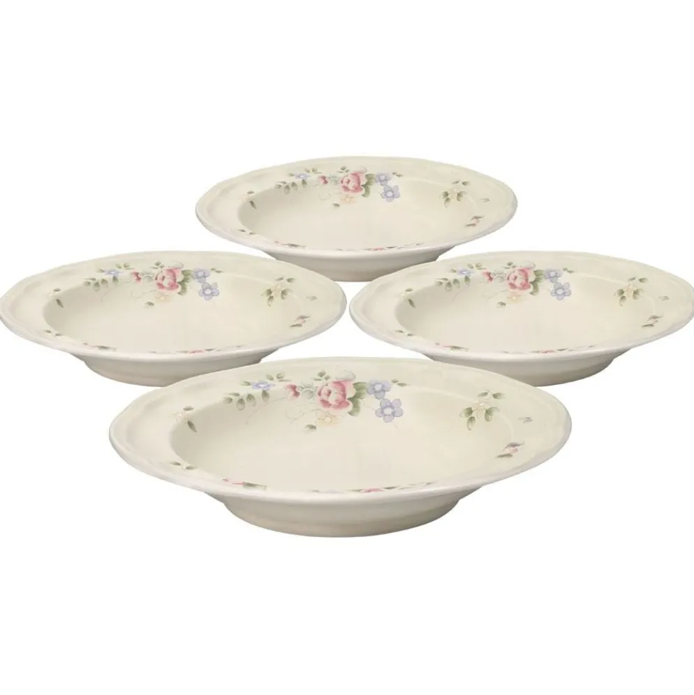 Tea Rose Set of 4 Rim Soup Bowls