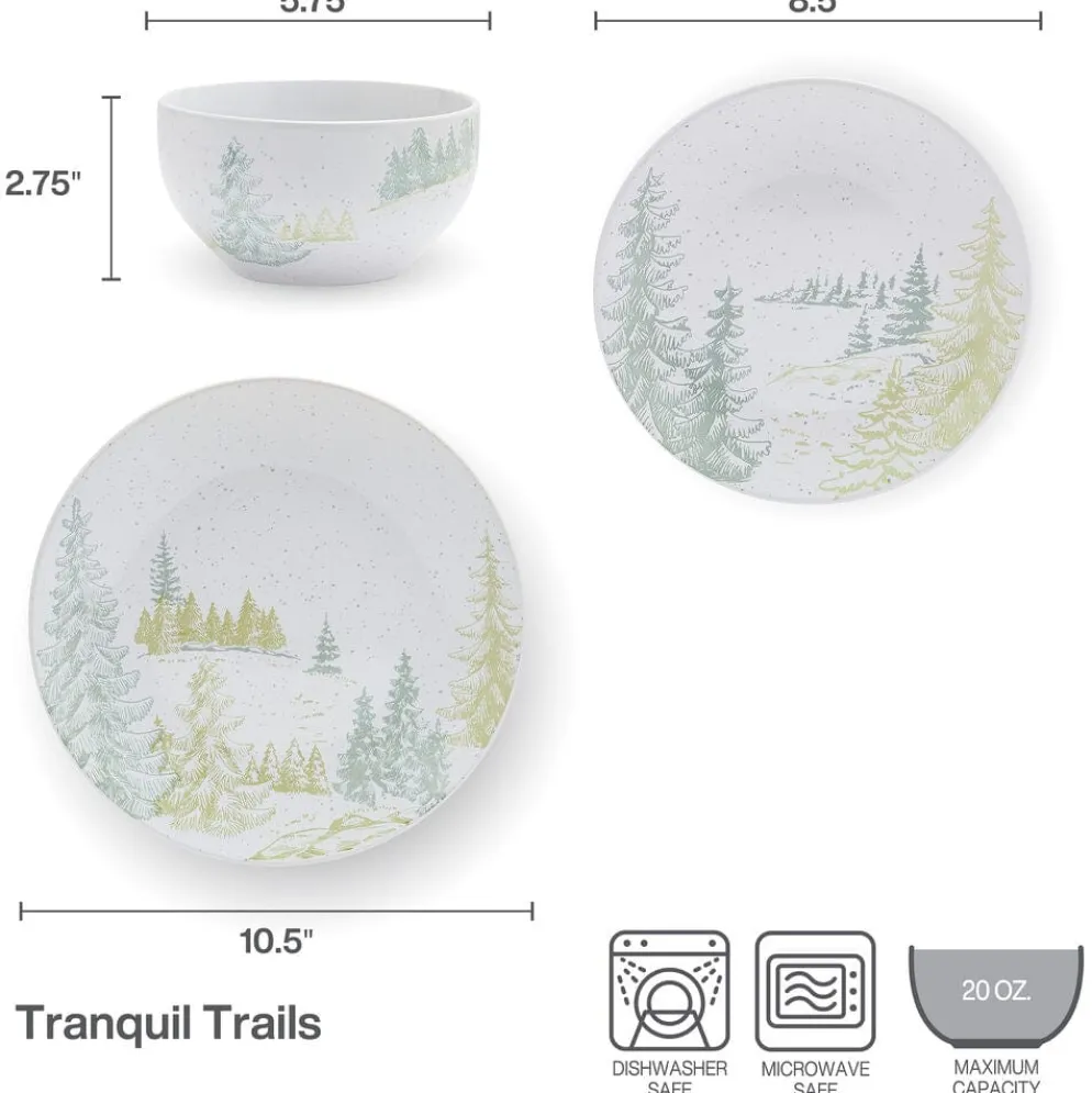 Tranquil Trails 12 Piece Dinnerware Set, Service for 4