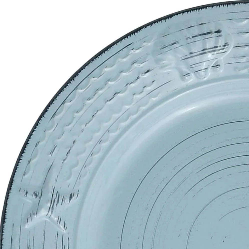 Trellis Coastal Teal 16 Piece Dinnerware Set, Service for 4