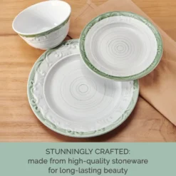 Trellis Sage Accent 12 Piece Dinnerware Set, Service for 4