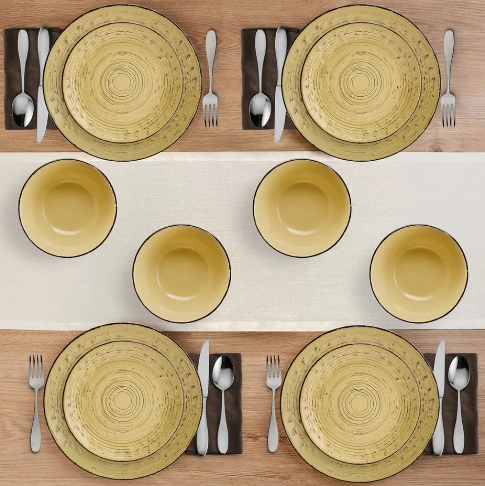 Trellis Sunflower 12 Piece Dinnerware Set, Service for 4