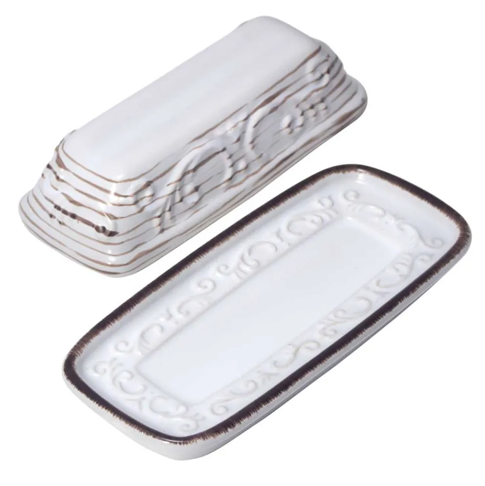 Trellis White Covered Butter Dish