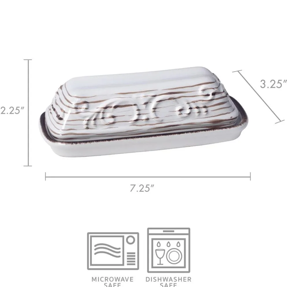 Trellis White Covered Butter Dish