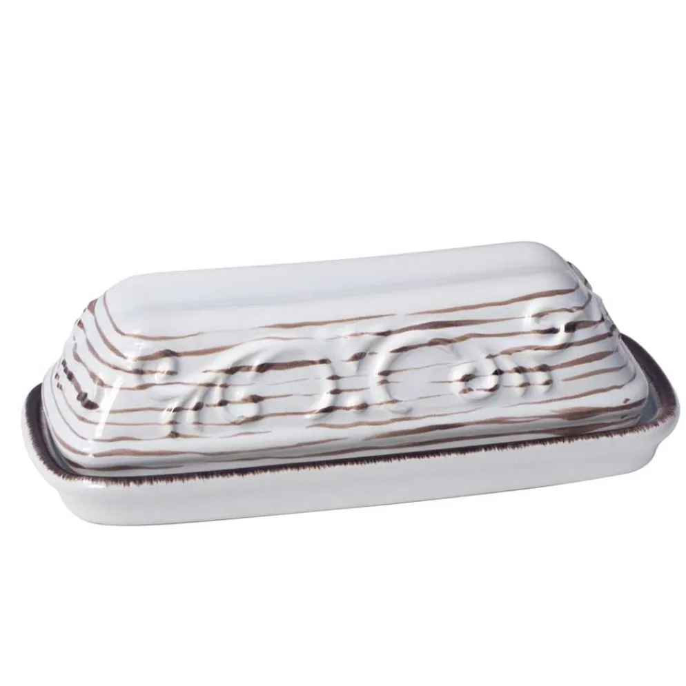Trellis White Covered Butter Dish