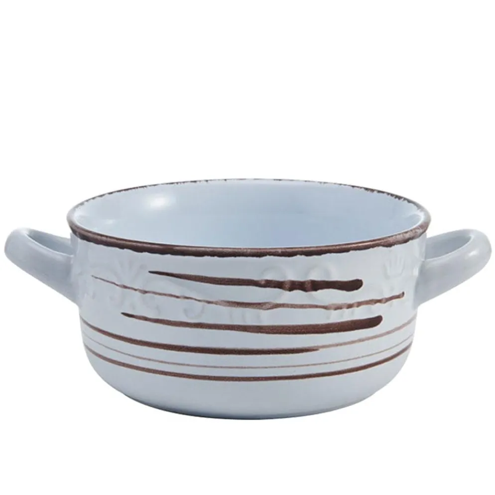 Trellis White Double Handled Soup Bowl