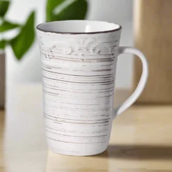 Trellis White Latte Mug