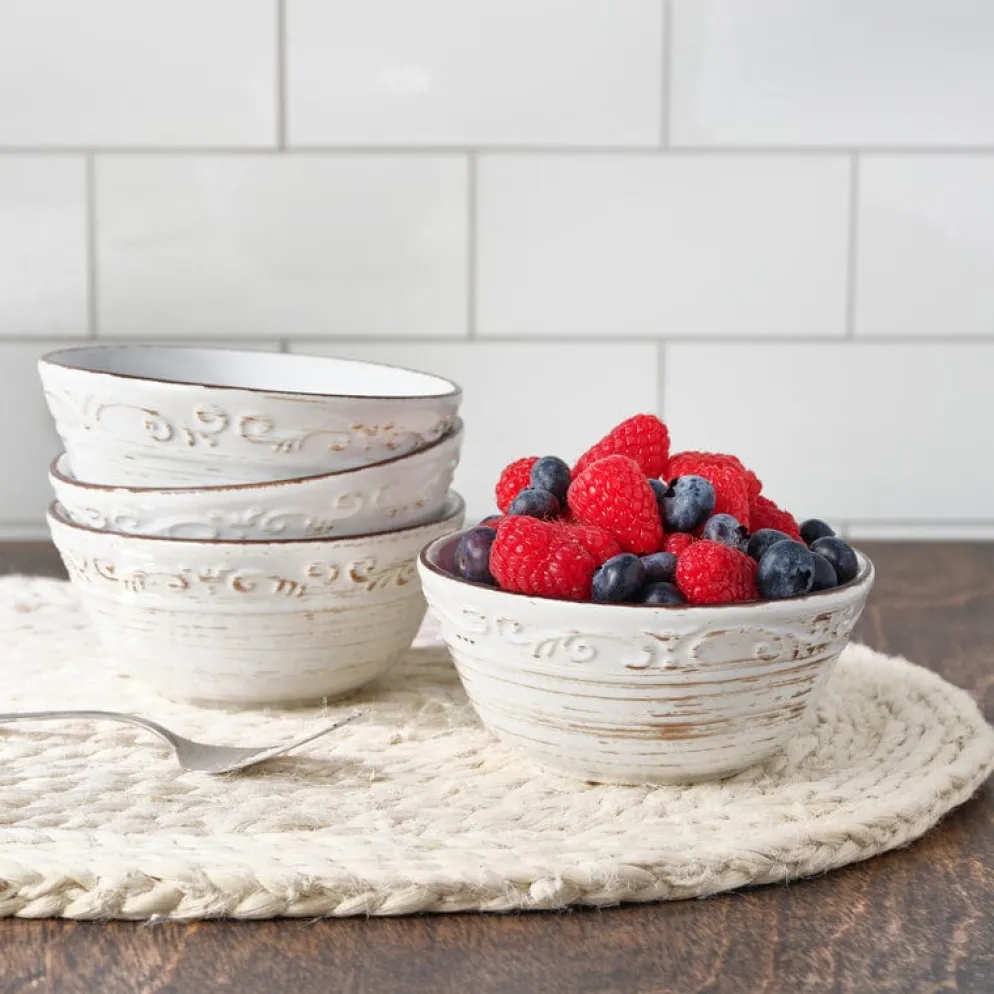Trellis White Set of 4 Fruit Bowls