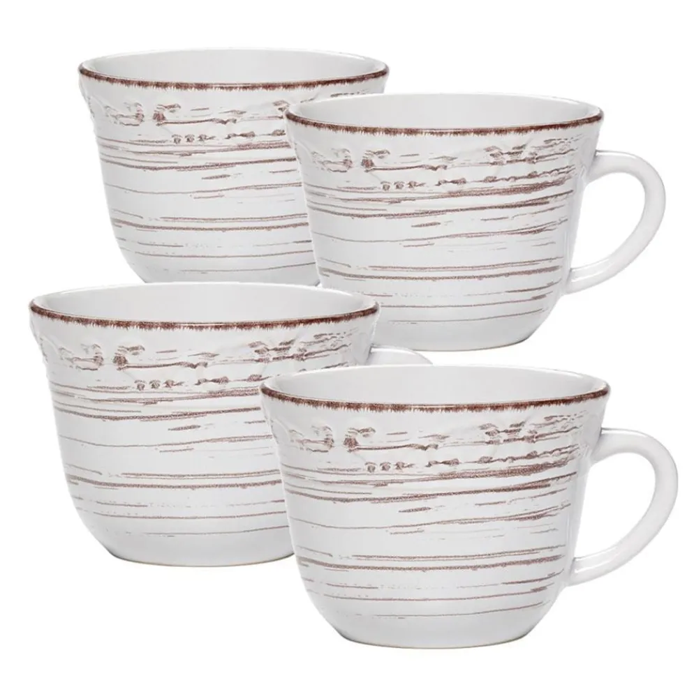 Trellis White Set of 4 Mugs