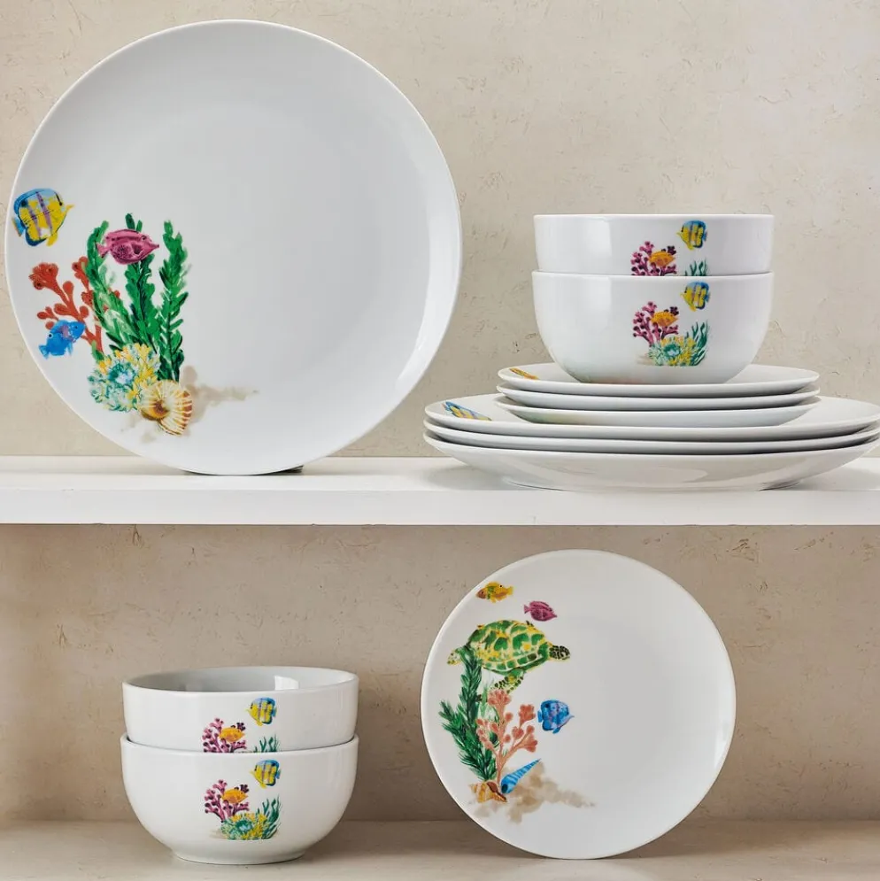 Underwater Life 12 Piece Dinnerware Set, Service for 4
