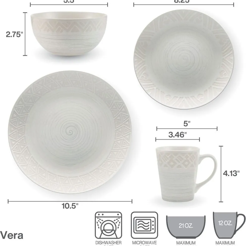 Vera 16 Piece Dinnerware Set, Service for 4