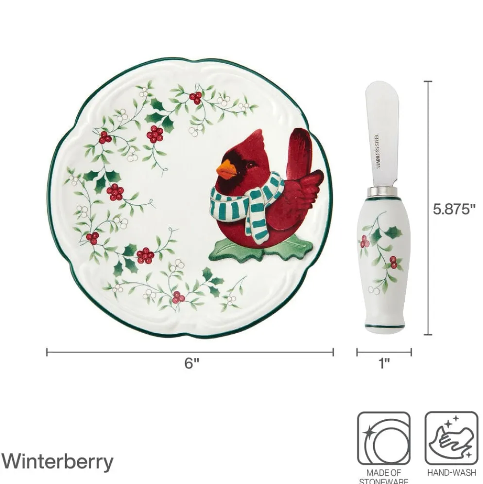 Winterberry® Cardinal Appetizer Plate with Spreader