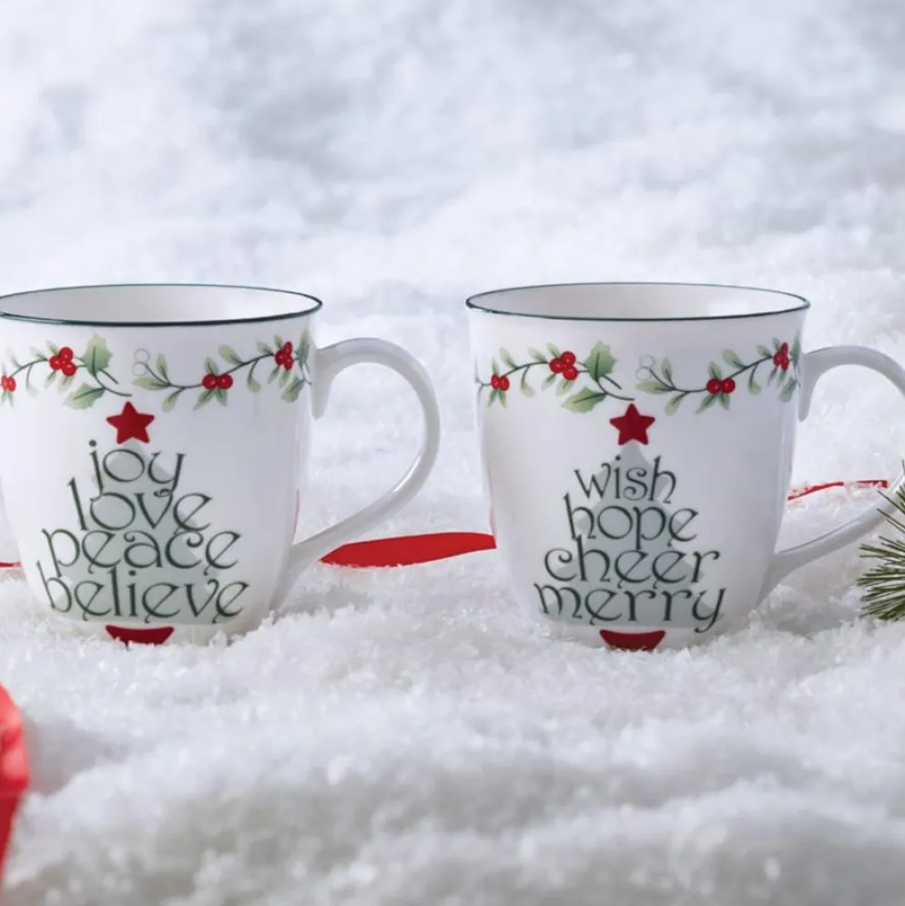 Winterberry® Sentiment on Tree Mugs, Set of 2