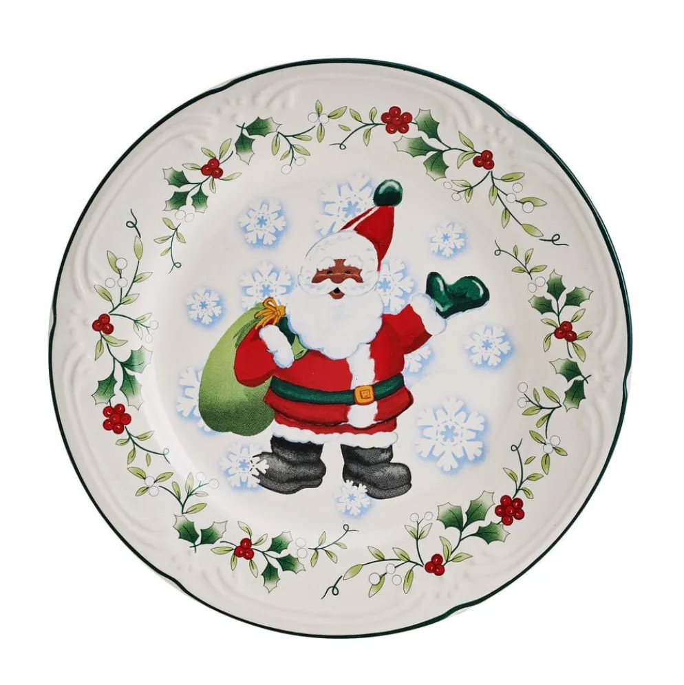 Winterberry® Set of 4 African American Jolly Santa Salad Plate