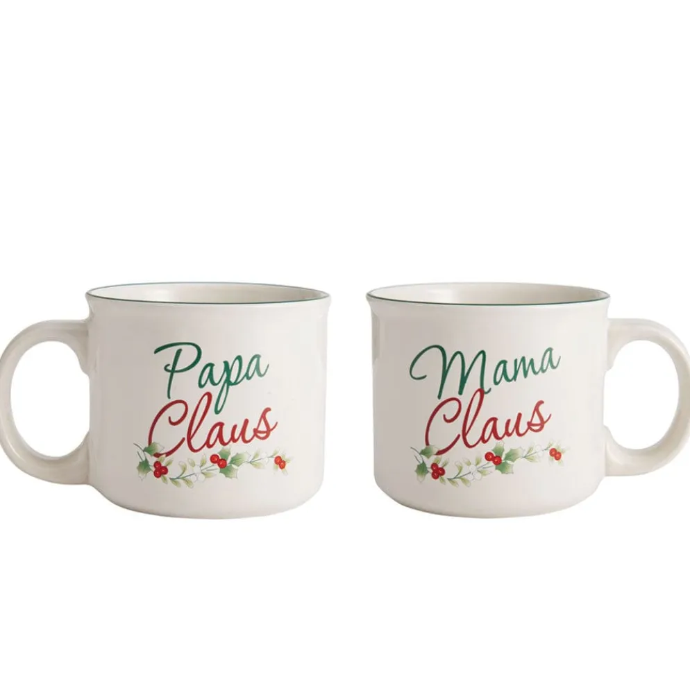Winterberry® Set of 2 Mama and Papa Claus Mugs