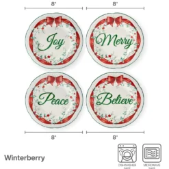 Winterberry® Set of 4 Red Ribbon Salad Plates