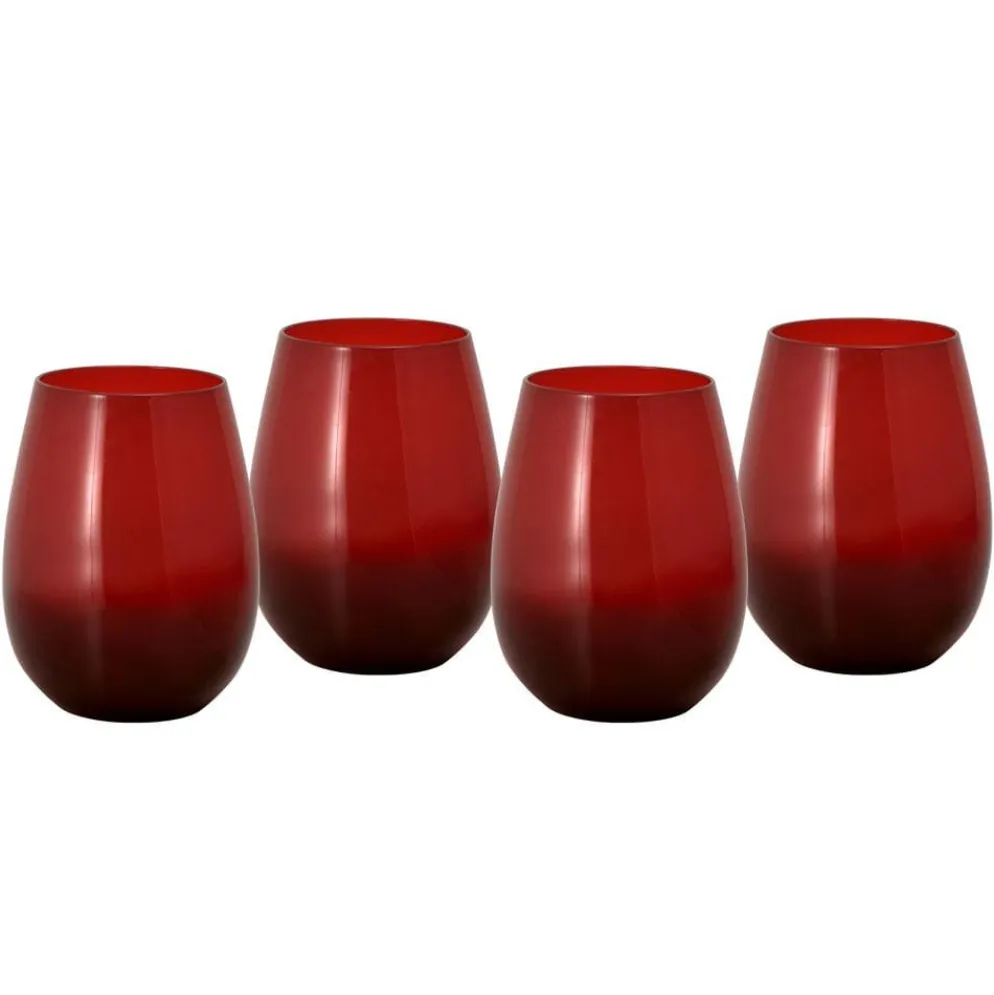 Winterberry® Set of 4 Red Stemless Wine Glasses