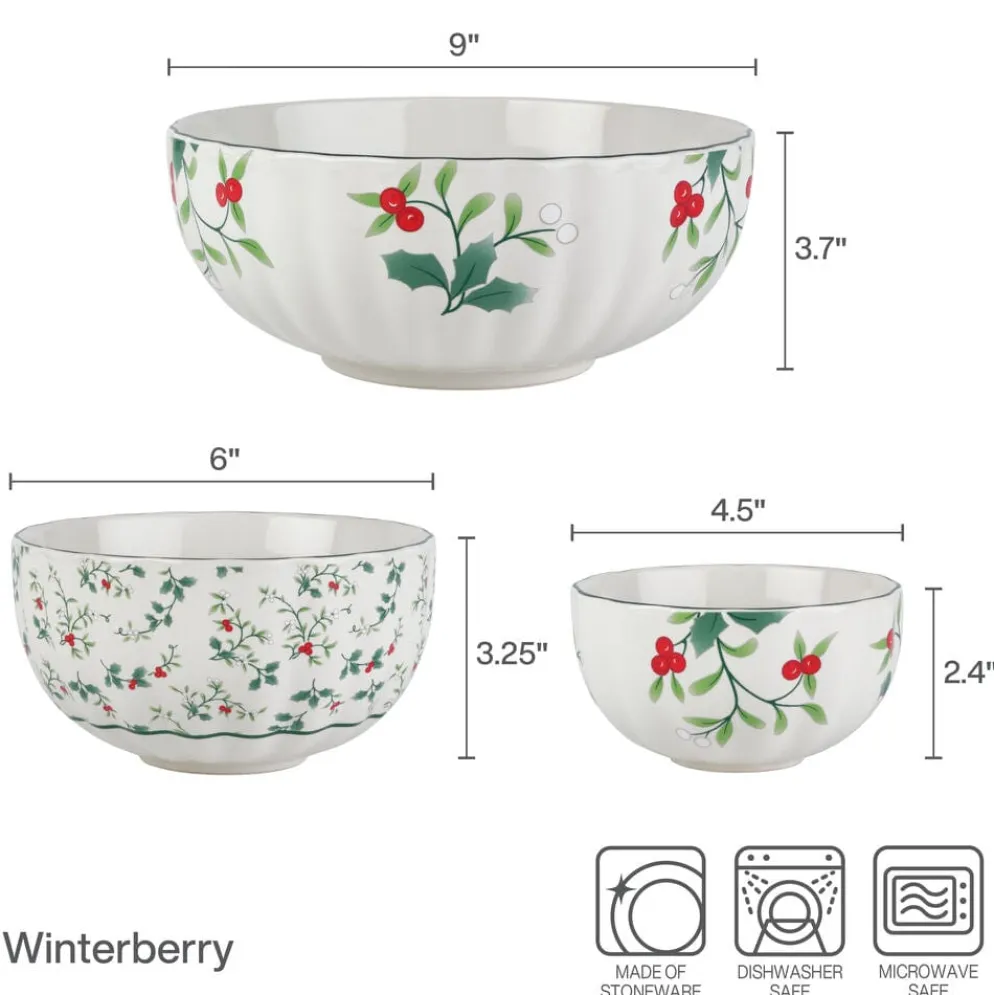 Winterberry® Set of 3 Scalloped Serving Bowls
