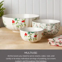 Winterberry® Set of 3 Scalloped Serving Bowls