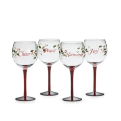 Winterberry® Set of 4 Sentiments Wine Goblets