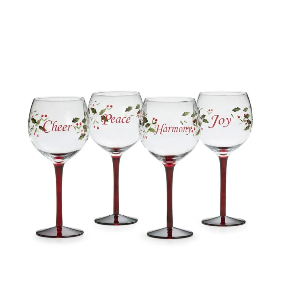 Winterberry® Set of 4 Sentiments Wine Goblets